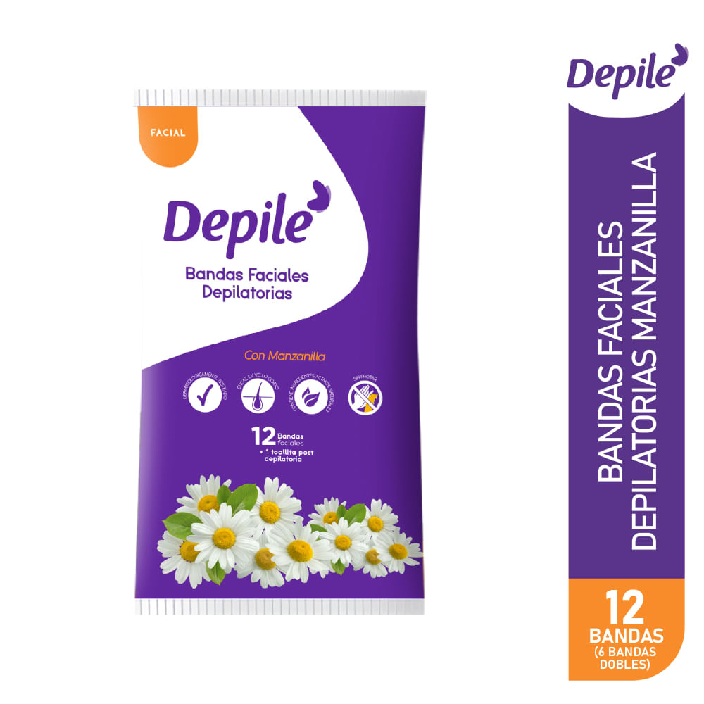 Bandas Depilatorias Faciales DEPILÉ Manzanilla Paquete 6un