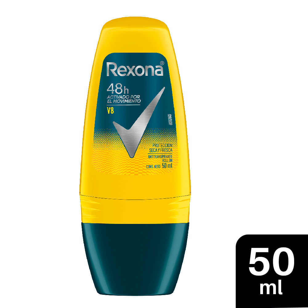 Desodorante para Hombre en Roll On REXONA V8 Frasco 50ml
