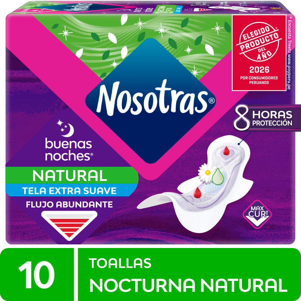 Toalla Higiénica NOSOTRAS Buenas Noches Mayor Protección Paquete 10un