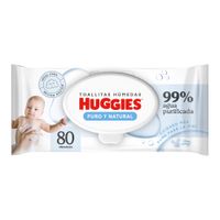 Toallitas Húmedas HUGGIES Puro y Natural Desechables Paquete 80un