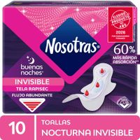 Toalla Higiénica NOSOTRAS Buenas Noches Invisible Rapisec Paquete 10un