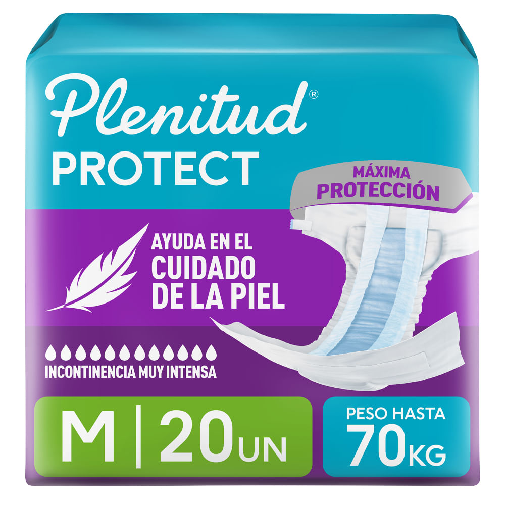 Pañales para Adultos PLENITUD Protect M Hasta 70 Kg Paquete 20un