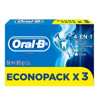 Pasta Dental ORAL-B Complete 4en1 3 Tubo 80g Paquete 3un