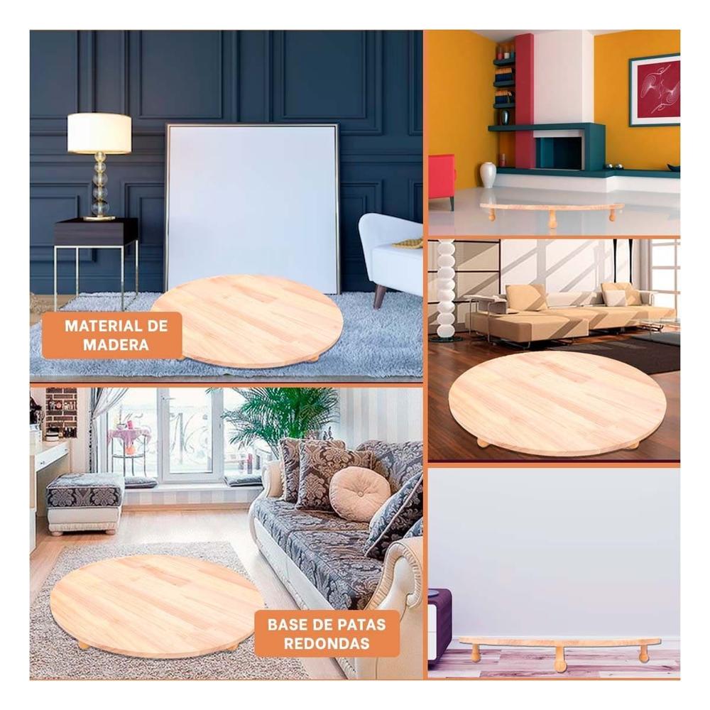 Exhibidor Circular de Madera con Patitas para Decoracion de Hogar Moderno