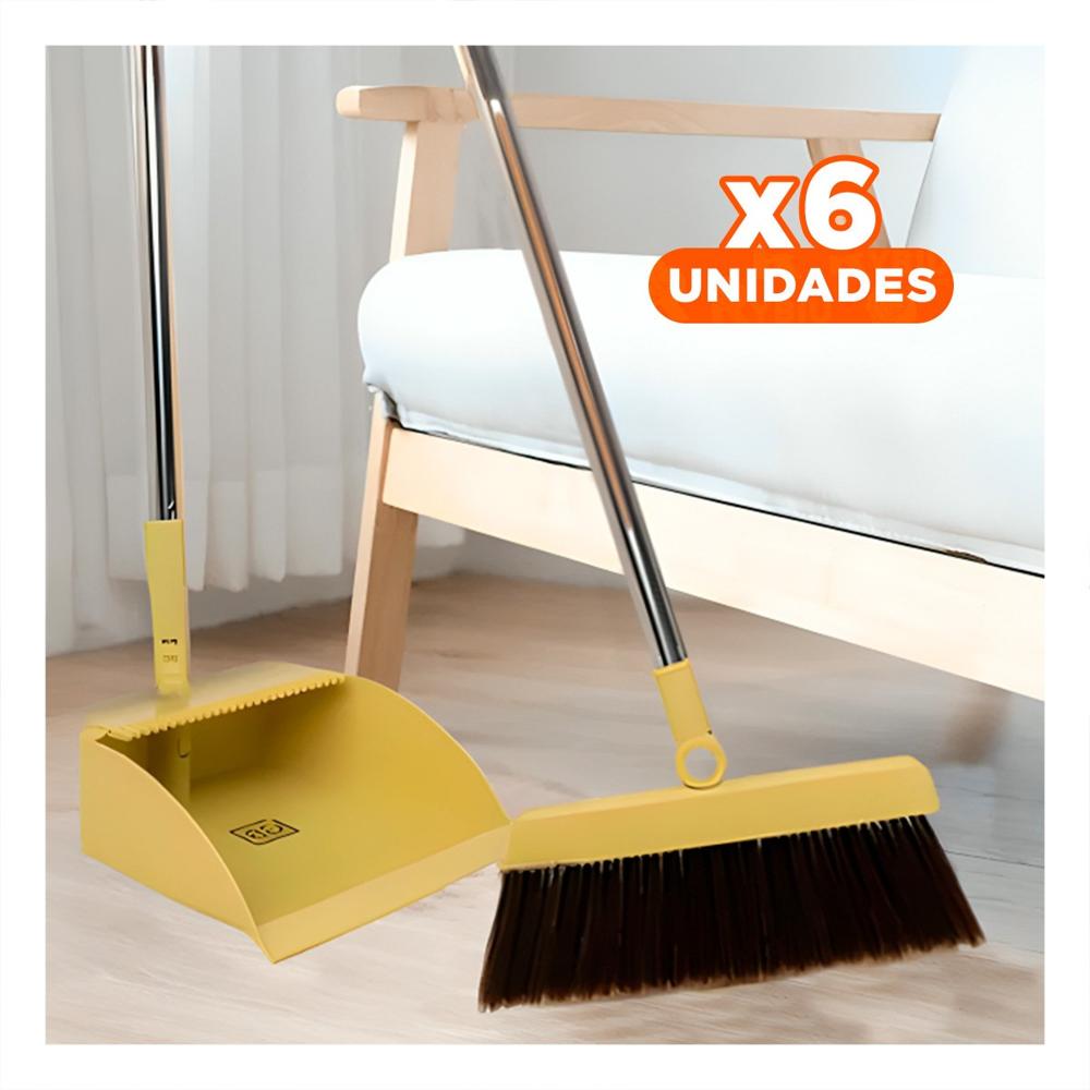 Pack6 Equipo de Limpieza con Escoba y Recogedor para Dormitorio y Sala Y+Regalo Sticker