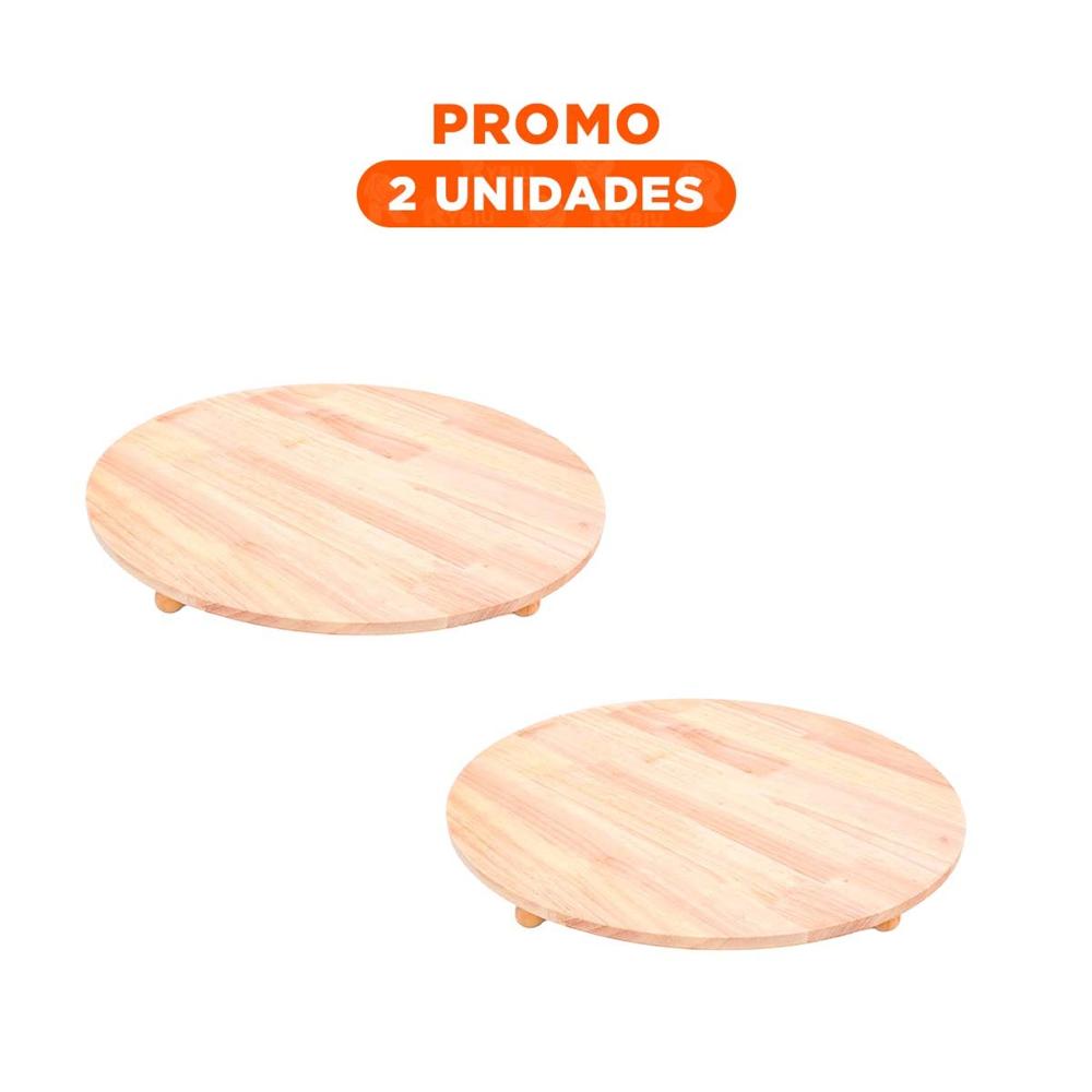 Pack2 Pedestal de Madera Circular con Patitas para Uso Decorativo