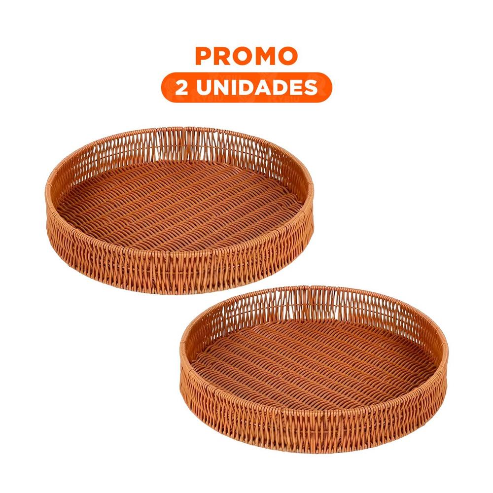 Pack2 Recipiente Practico Tejido Circular 35cm Marron Uso Diario Casa Hogar Nuevo
