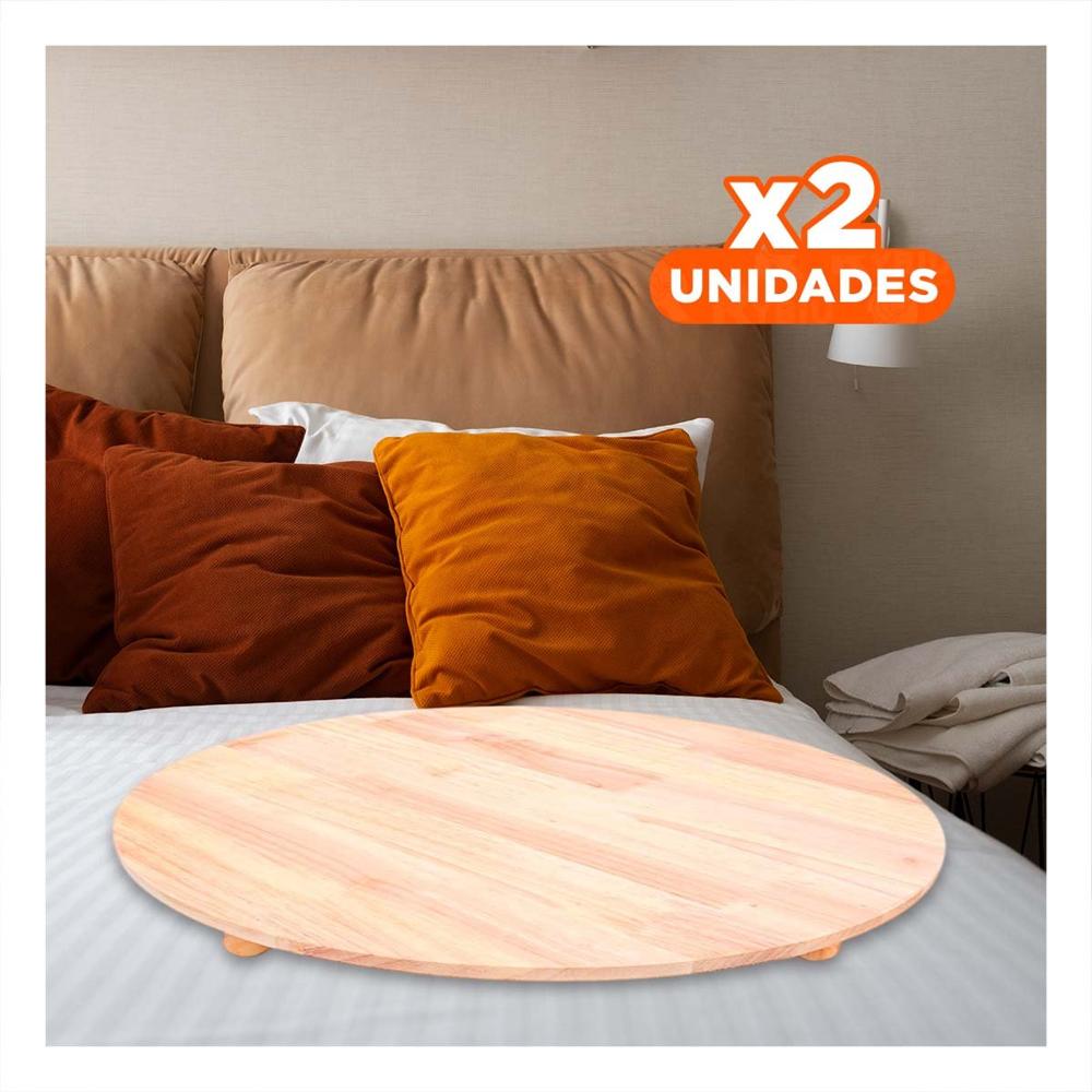Pack2 Apoyo Circular de Madera con Patitas para Decoracion en Casa Y+Regalo Sticker