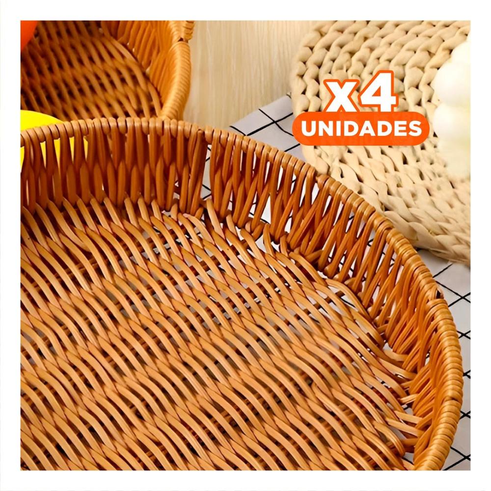 Pack4 Contenedor Organizador Tejido Circular 30cm Marron para Espacios del Hogar Y+Papel Regalo