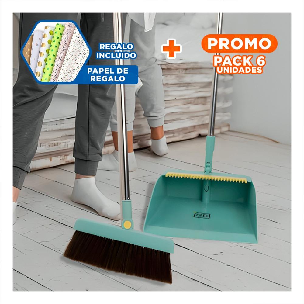 Pack6 Accesorio domestico con Recogedor Verde para Limpieza del Hogar Y+Papel Regalo