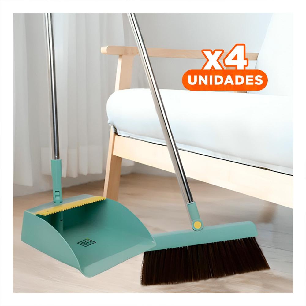 Pack4 Instrumento con Recogedor Verde para Limpieza del Hogar en Casa