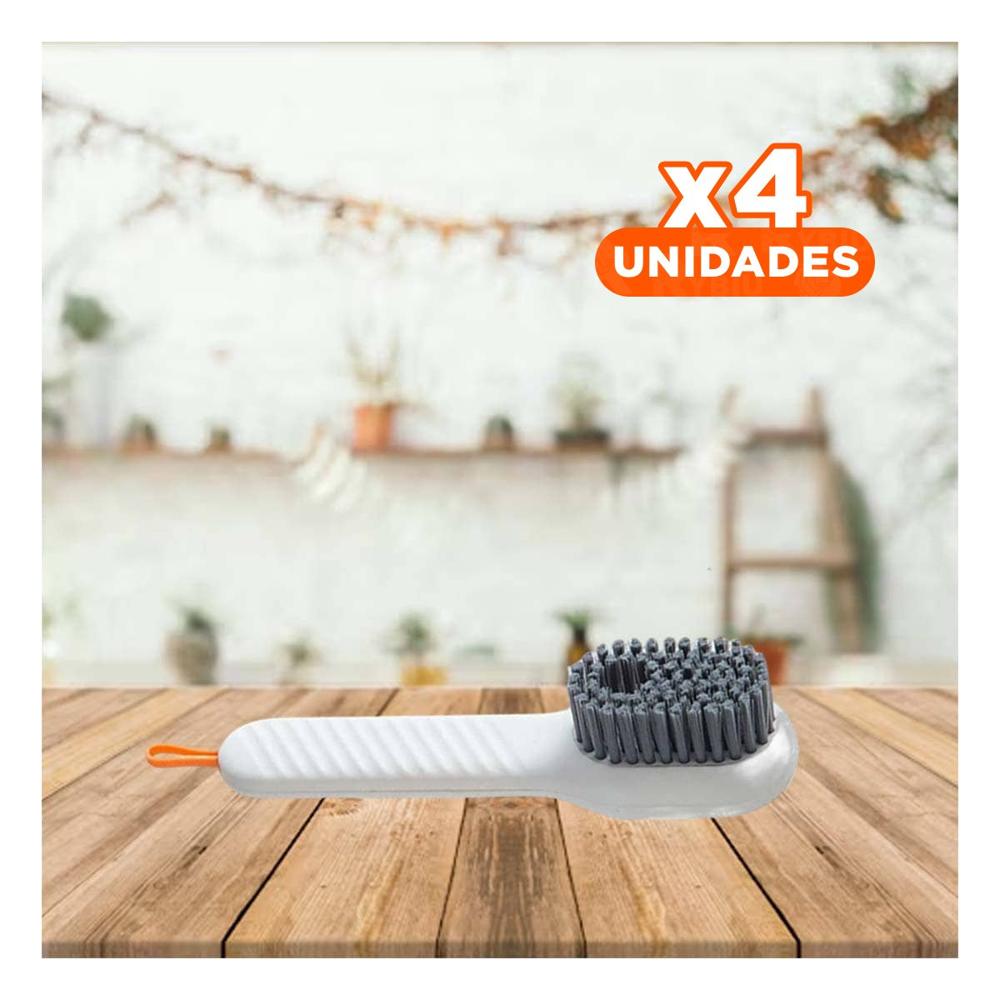 Pack4 Cepillo Dispensador Multifuncional para Uso Diario en Hogar Blanco Y+Papel Regalo