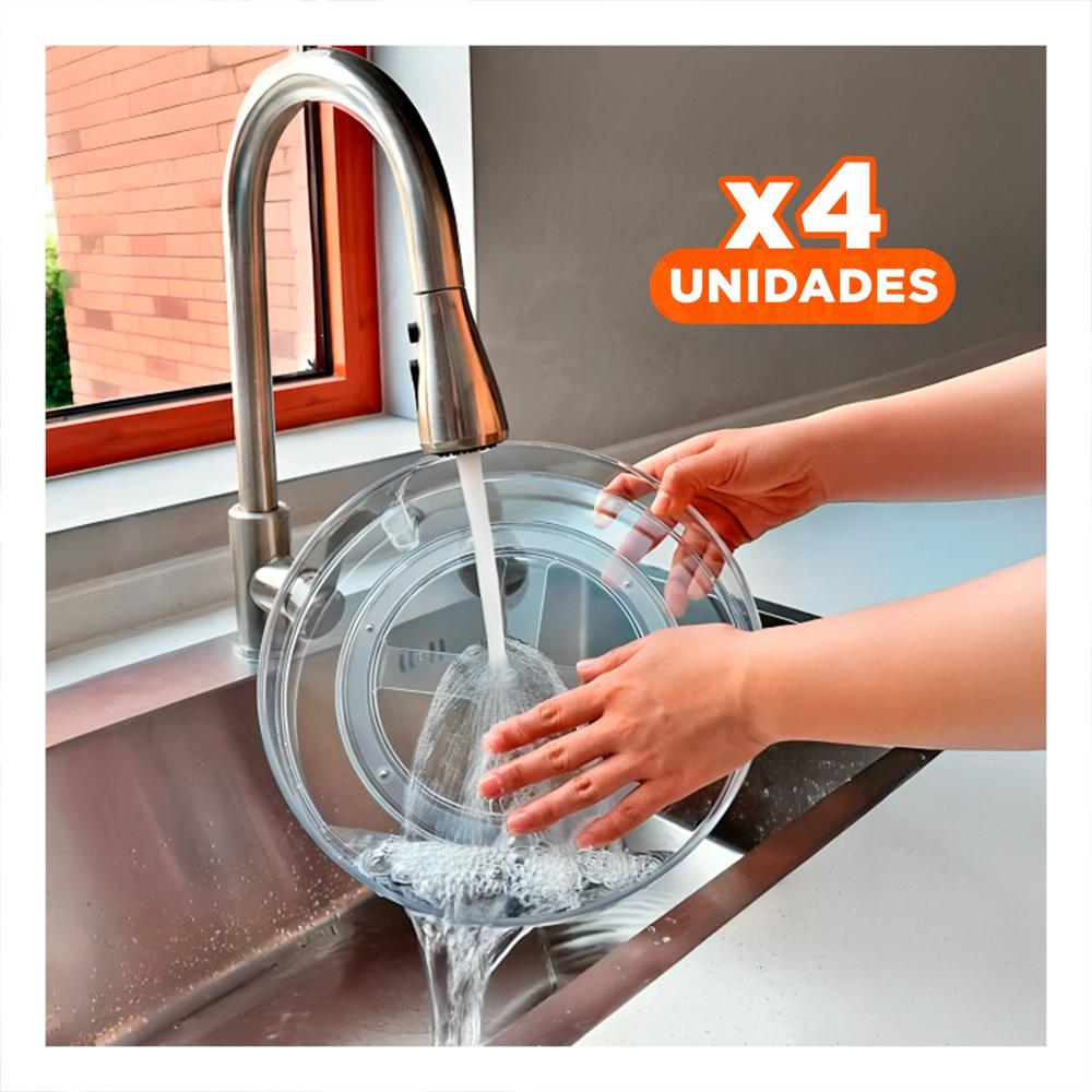 Pack4 Plataforma Giratoria Organizadora 29x3.5cm para Cocina Transparente Y+Papel Regalo