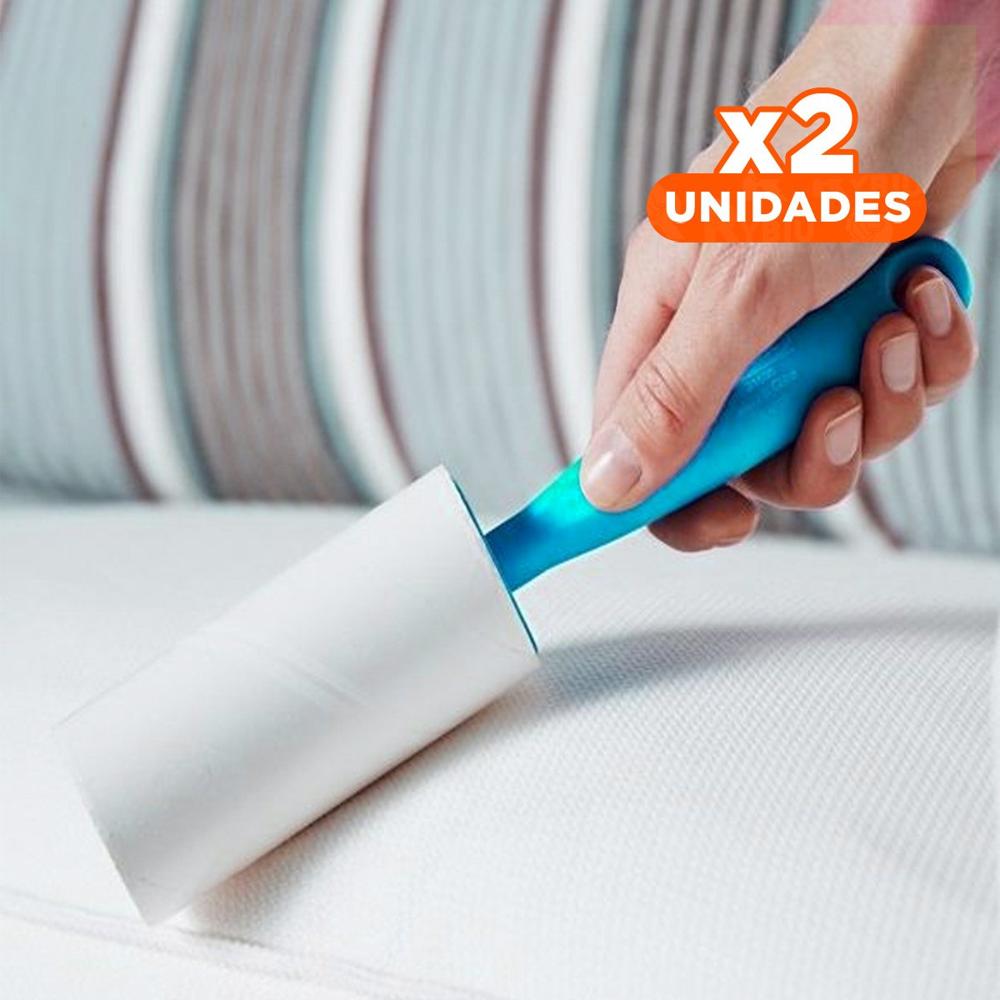 Pack2 Herramienta Quita Pelusa en Rodillo Portatil para Hogar Celeste Y+Papel Regalo