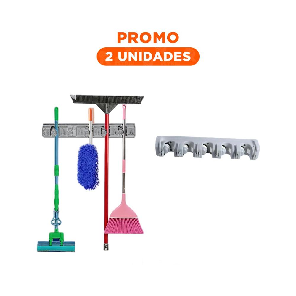 Pack2 Gancho Multiple para Escobas con 5 Espacios para Organizar Casa