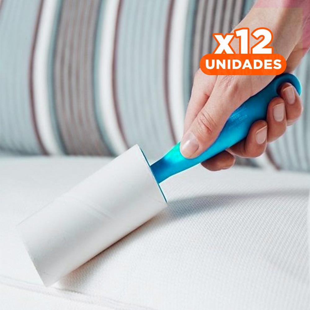 Pack12 Rodillo de Limpieza Manual para Quita Pelusa en Prendas Celeste Y+Papel Regalo
