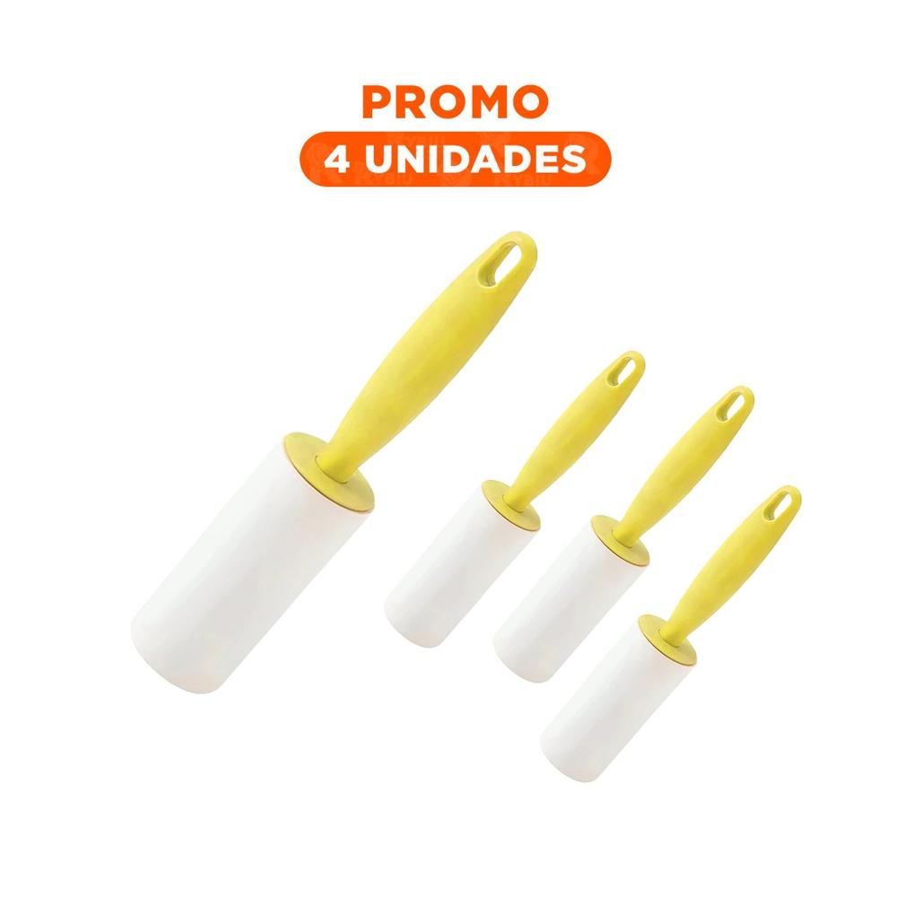 Pack4 Sistema Quita Pelusa en Rodillo Manual para Prendas Amarillo Plus Y+Regalo Sticker