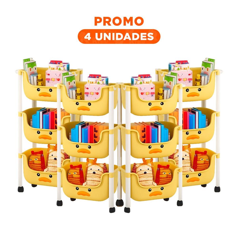 Pack4 Estructura Kawaii 3 Niveles Estilo Tierno y Funcional Amarillo Pato Y+Regalo Sticker