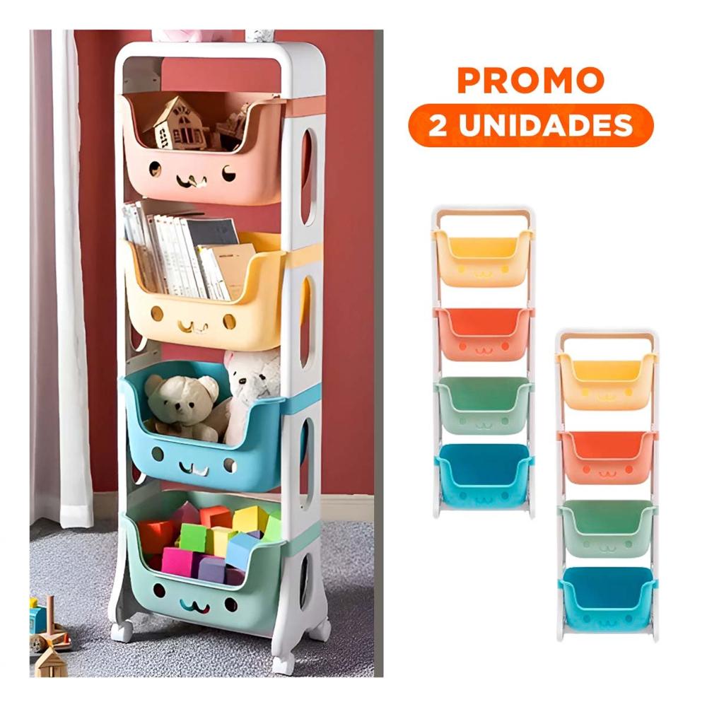 Pack2 Modulo Infantil con Caritas 4 Niveles con Techito Verde Celeste Amarillo y Naranja