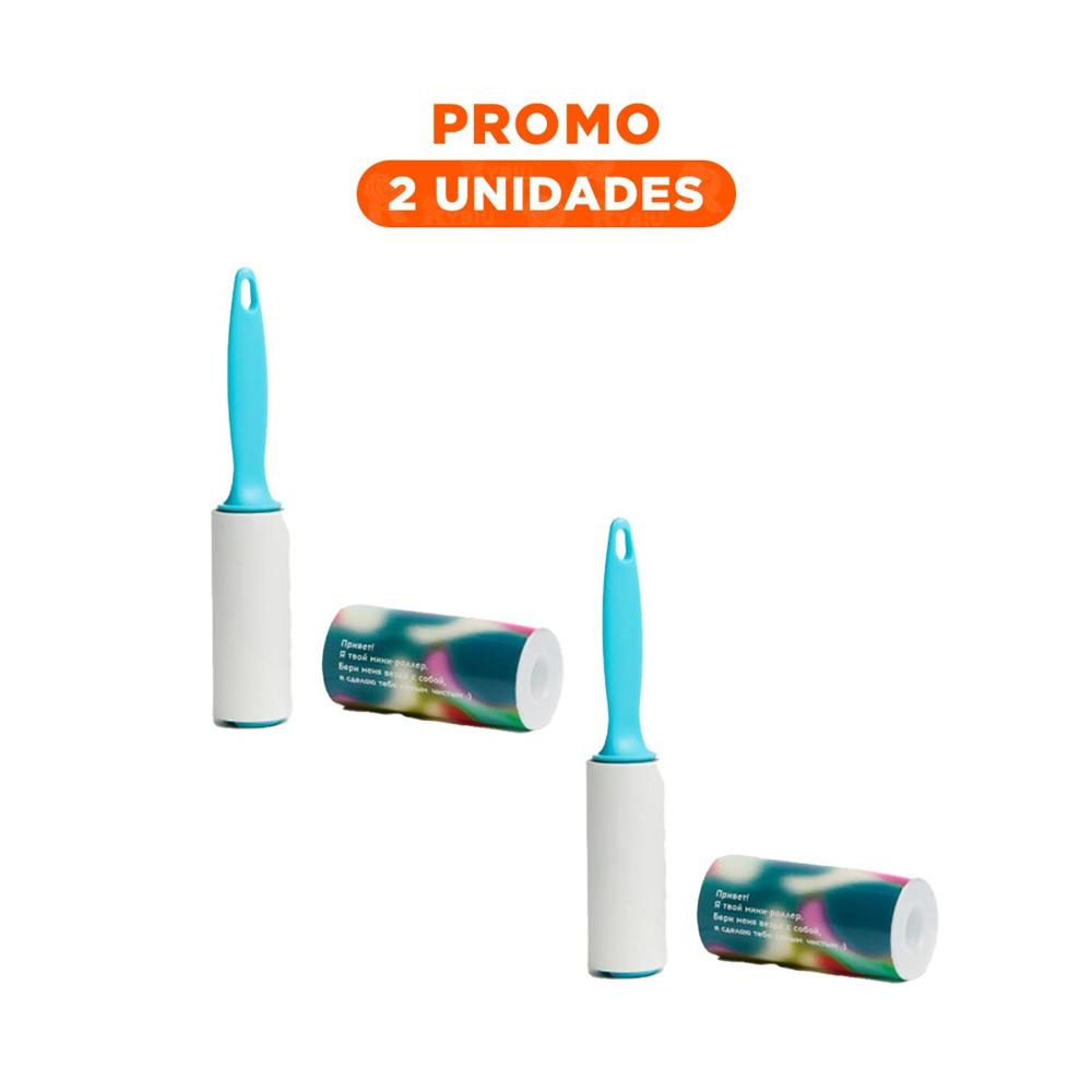 Pack2 Herramienta Quita Pelusa en Rodillo Manual para Prendas Celeste