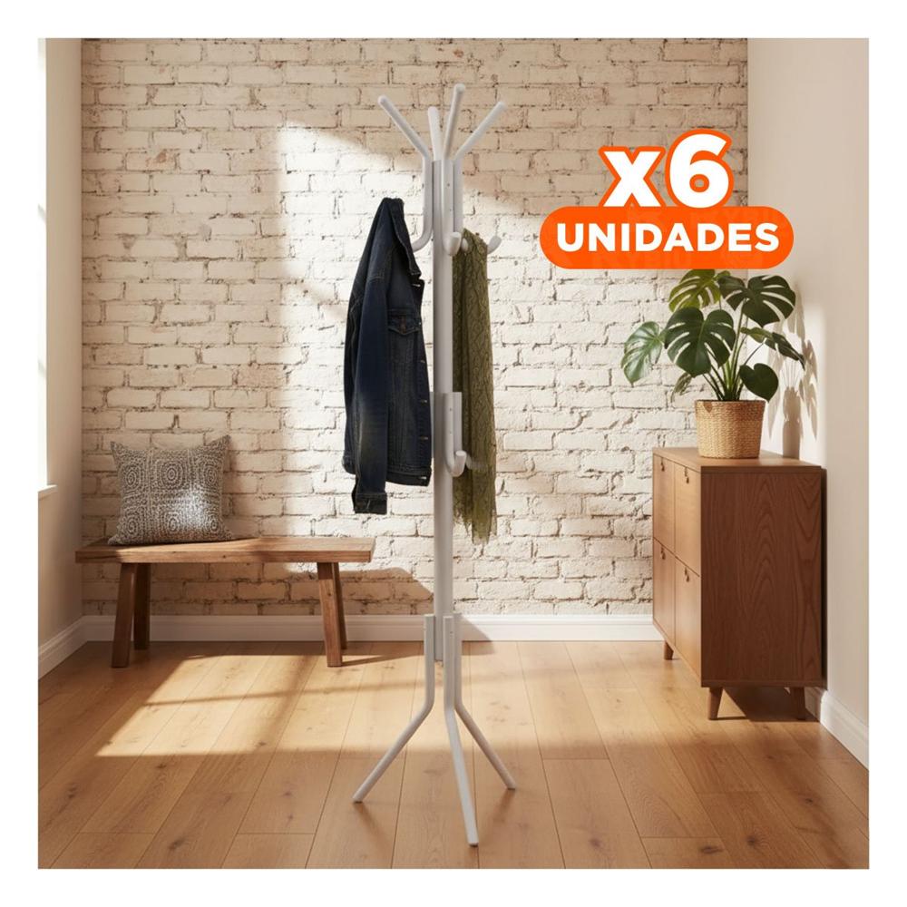 Pack6 Soporte Colgante Multiuso 175x45cm para Organizar Ropa en Hogar Blanco Y+Regalo Sticker