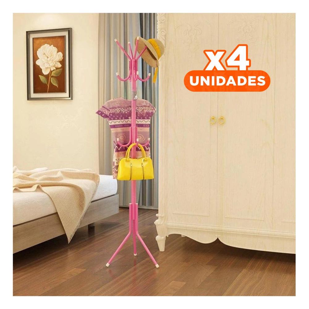 Pack4 Soporte Alto de Pie 175x45 cm Rosado con Estilo Moderno