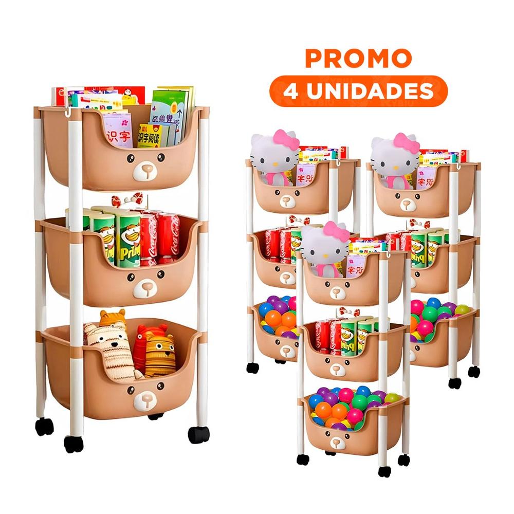 Pack4 Estructura Kawaii 3 Niveles Estilo Tierno y Funcional Marron Osito Y+Regalo Sticker