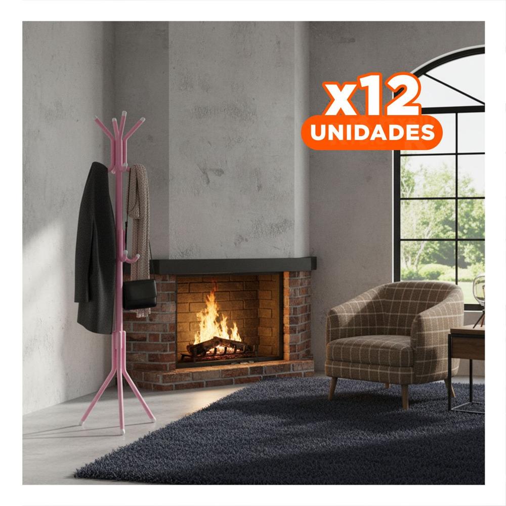Pack12 Rack Multiuso Rosado 175x45 cm para Colgar Ropa y Accesorios