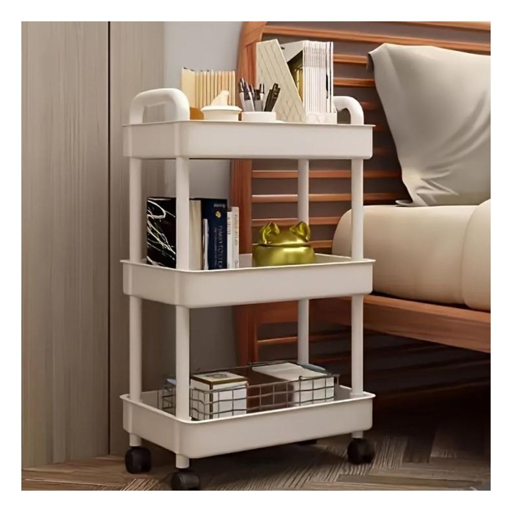 Modulo Auxiliar 3 Niveles con Ruedas y Asas en Plastico Blanco Casa Y+Regalo Sticker