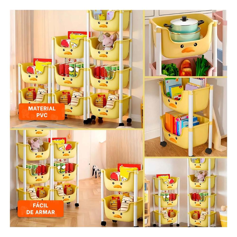 Modulo Kawaii 3 Niveles Diseno Pato Practico para Hogar y Exteriores Amarillo