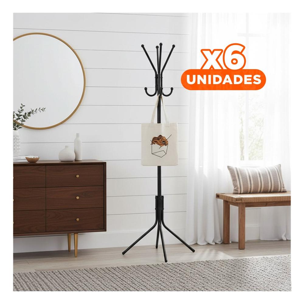 Pack6 Base Colgante Multiuso 175x45cm para Organizar Ropa en Hogar Negro Y+Regalo Sticker