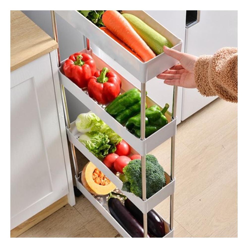 Estandar de Cocina 4 Niveles con ruedas Delgado Blanco 90 X 13 X 40 Cm Y+Papel Regalo