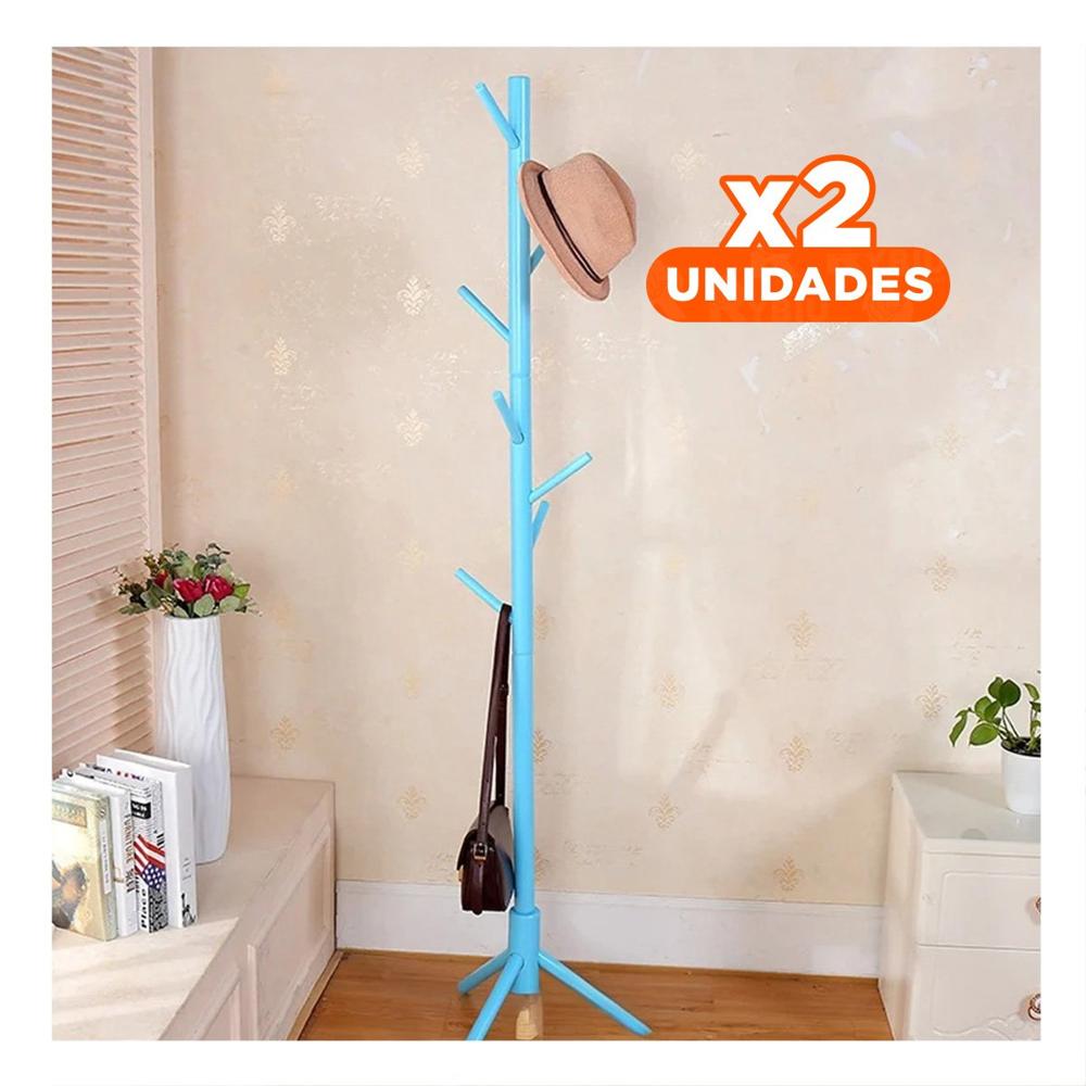 Pack2 Perchero Multiuso 175x45cm para Colgar Ropa de Uso Diario Celeste Y+Regalo Sticker