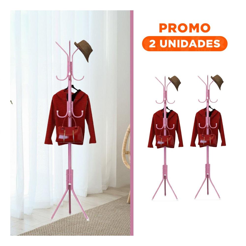 Pack2 Perchera Decorativa 175x45 cm Rosado con Estilo Actual para Casa