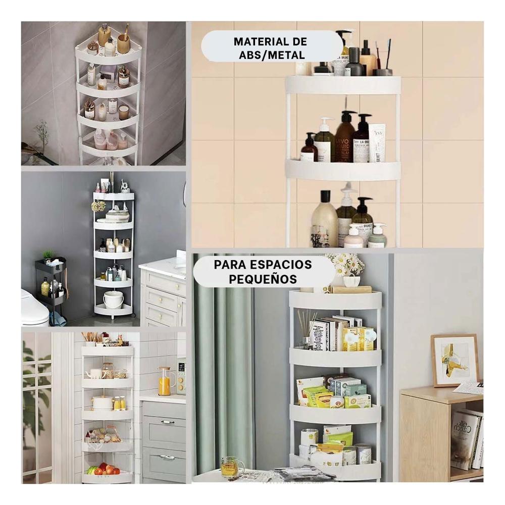 Rinconero Esquinero 5 Niveles Con Ruedas Blanco Para Cocina Bano u Hogar Uso Diario