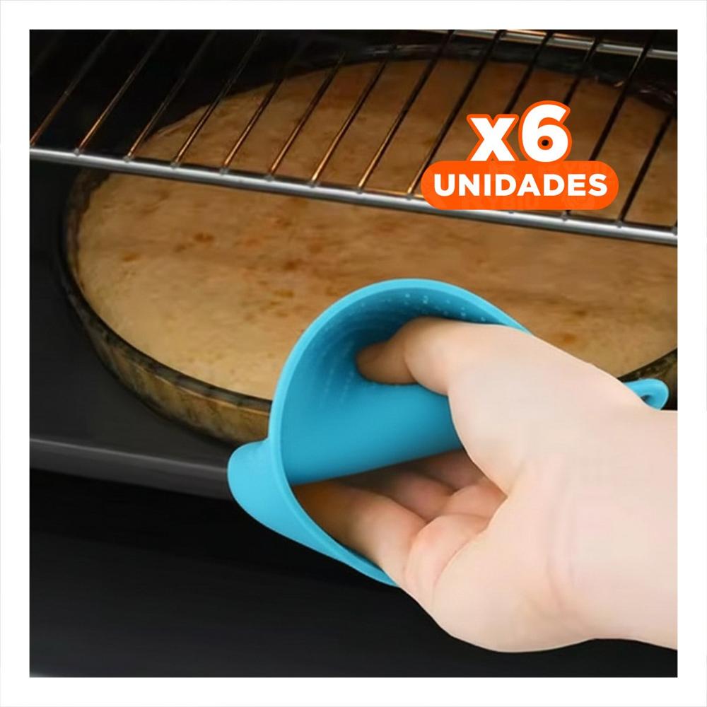 Pack6 Manos Comodos de Silicona Celeste para Tareas de Cocina 7,3x9,5cm Y+Papel Regalo