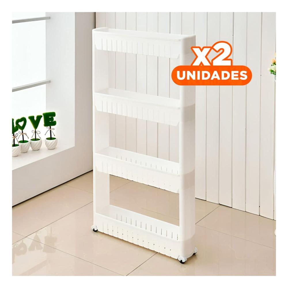 Pack2 Torre Lateral Delgado De 4 Niveles con Aberturas Blanco Plastico Y+Regalo Sticker