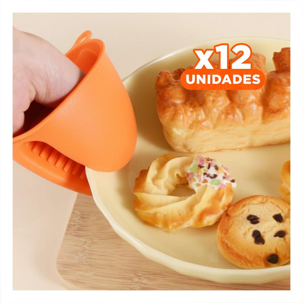 Pack12 Cubiertos Cocina de Silicona Naranja para Preparar Comida en Casa 7,3x9,5cm