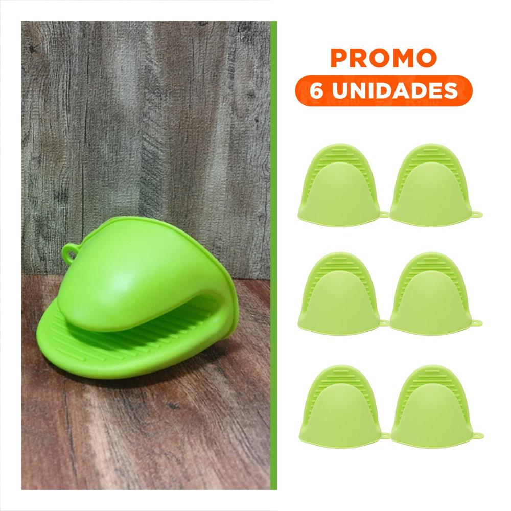 Pack6 Manos Accesorios de Silicona Verde para Cocina y Hogar 7,3x9,5cm