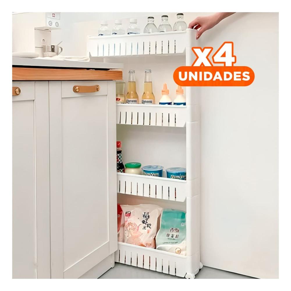 Pack4 Torre Lateral Delgado De 4 Niveles con Ventilas Blanco Plastico