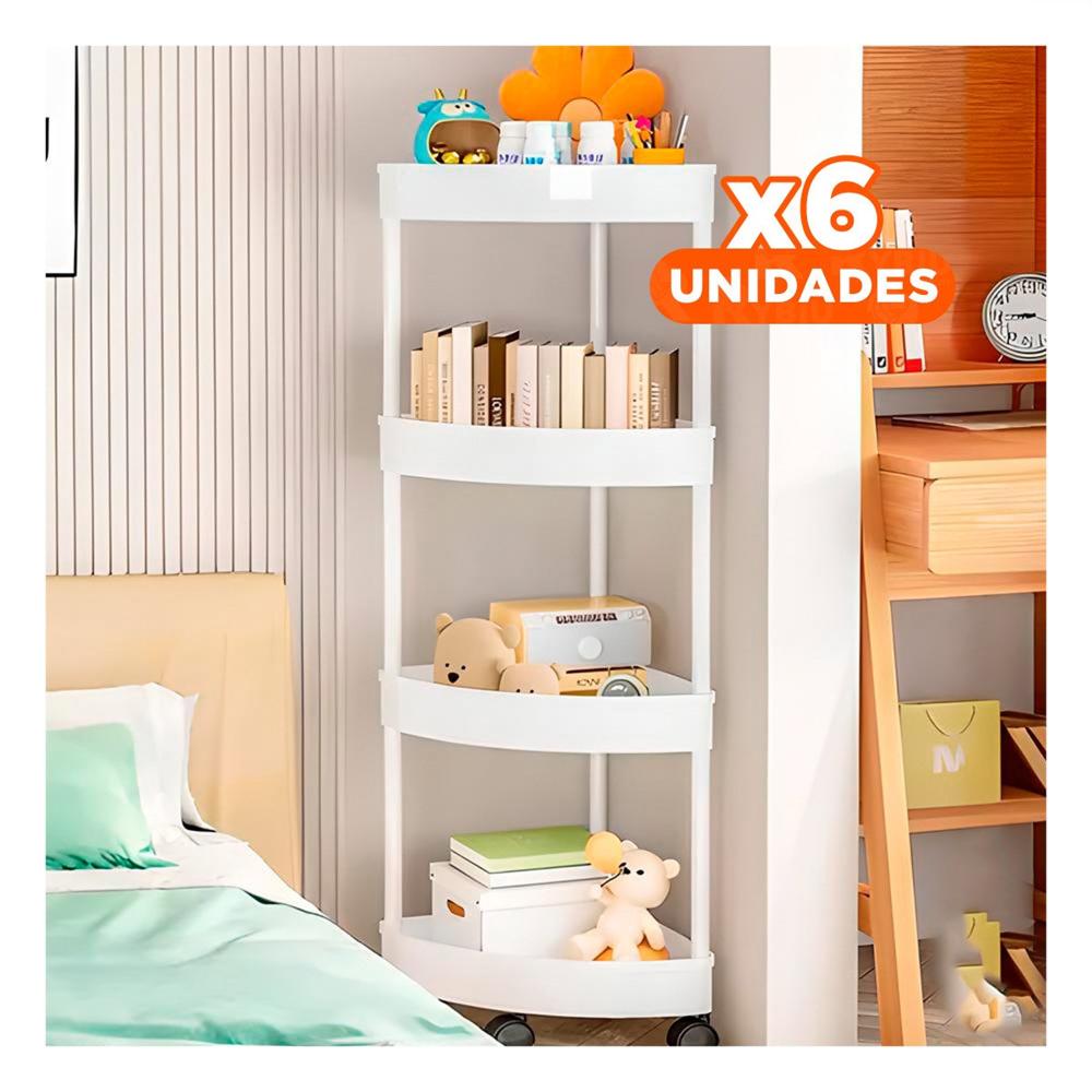 Pack6 Estanteria Angular De 4 Niveles con Ruedas Blanco Almacenaje Seguro Y+Regalo Sticker