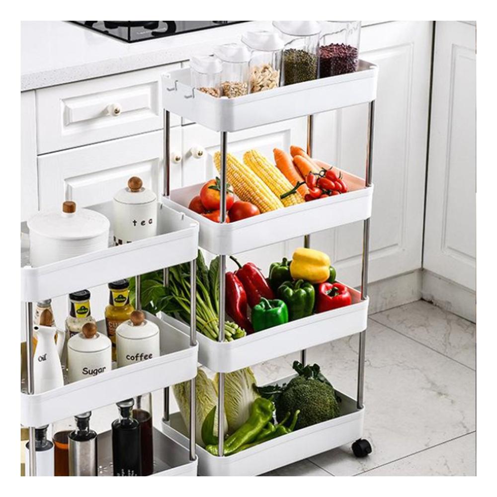 Modulo Auxiliar de Cocina 4 Niveles con ruedas Delgado Blanco 90 X 13 X 40 Cm Y+Regalo Sticker