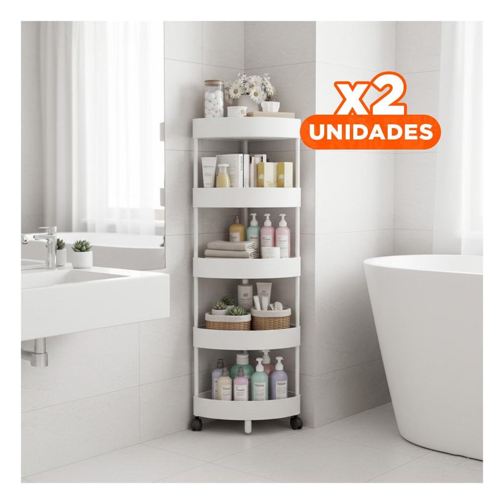 Pack2 Porta Objetos Organizador 5 Niveles Con Ruedas Blanco Para Cocina u Hogar Y+Papel Regalo
