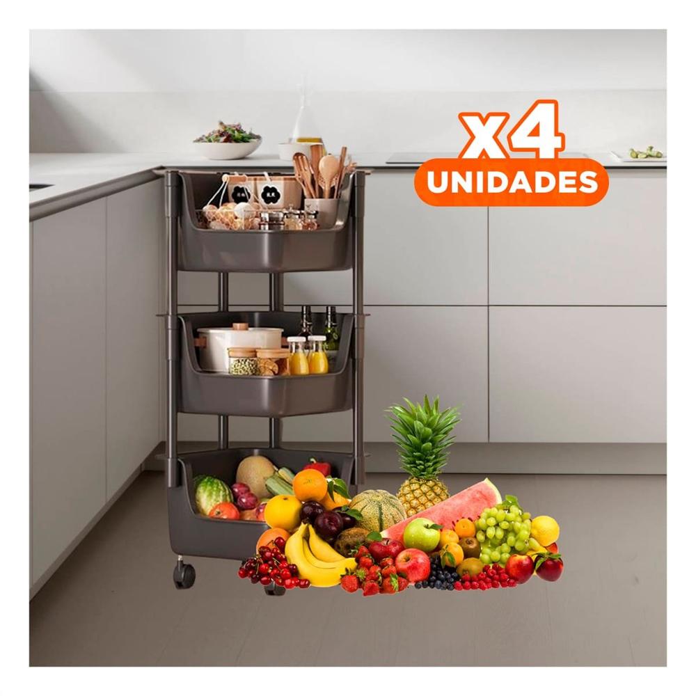 Pack4 Organizador Esquinero De 4 Niveles con Ruedas Blanco Almacenaje Comodo