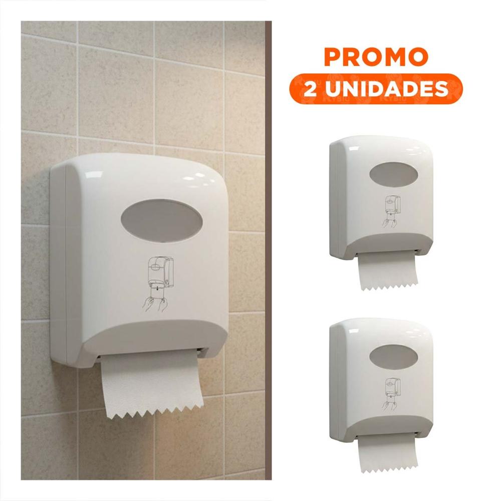 Pack2 Dispensador Papel Toalla Horizontal Blanco en Rollo para Cocina y Hogar