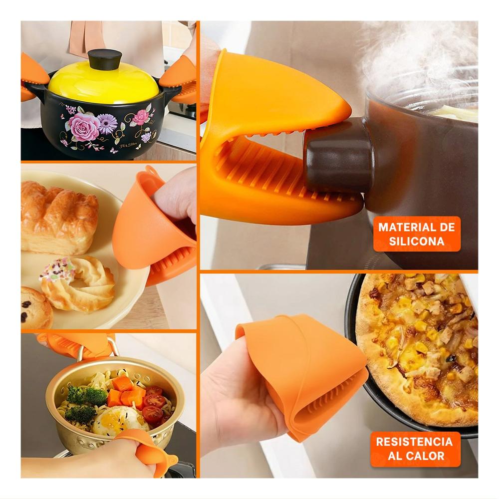 Cubiertos Protectores de Silicona Naranja para Preparar Comida 7,3x9,5cm