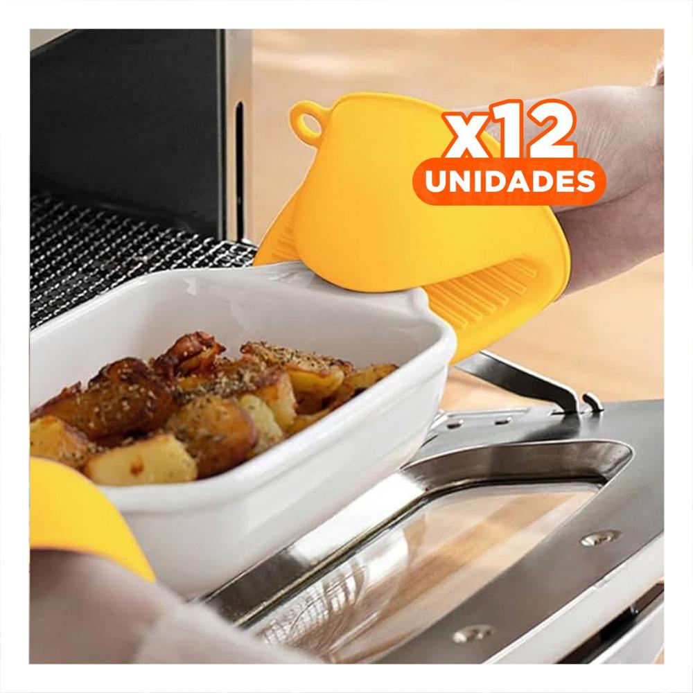 Pack12 Protecciones Cocina de Silicona Amarillo para Uso Diario en Hogar 7,3x9,5cm