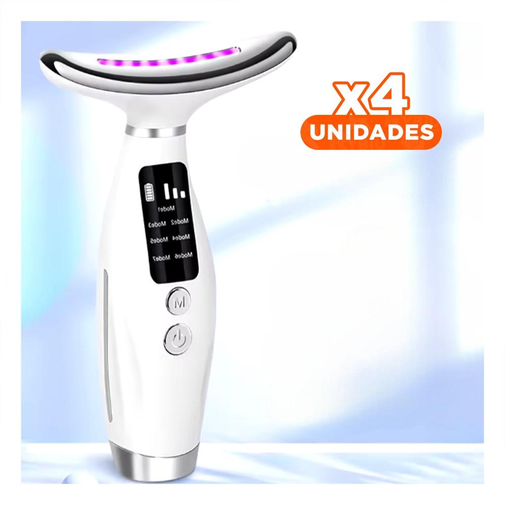 Pack4 Herramienta Facial 7 Modos de Color Rutina Facial Blanco Uso Diario