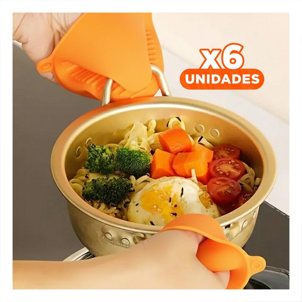 Pack6 Protecciones Cocina de Silicona Naranja para Uso Diario 7,3x9,5cm Y+Regalo Sticker