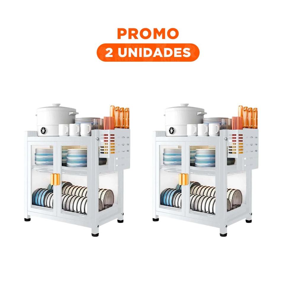 Pack2 Escurridor Blanco de Cocina con Puertas y Soporte para Utensilios